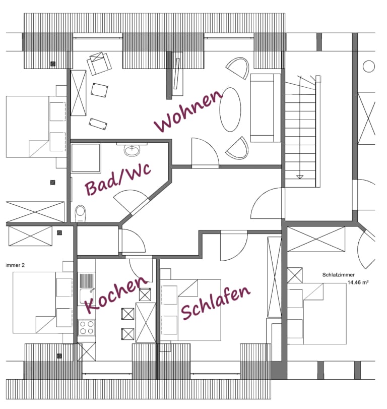 Floor plan ***-holiday apartment "Lindenstube" | Hotel Hof Tütsberg | Photo: Christian Burmester