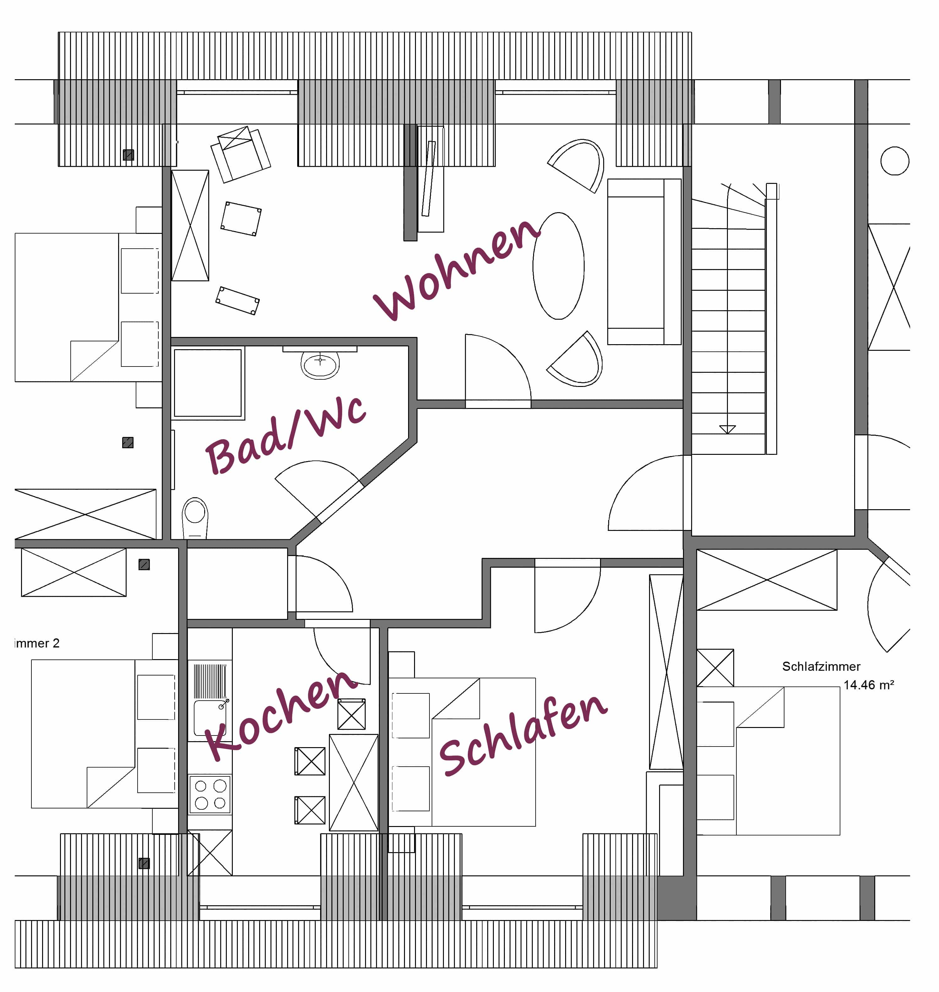 Floor plan ***-holiday apartment "Lindenstube" | Hotel Hof Tütsberg | Photo: Christian Burmester