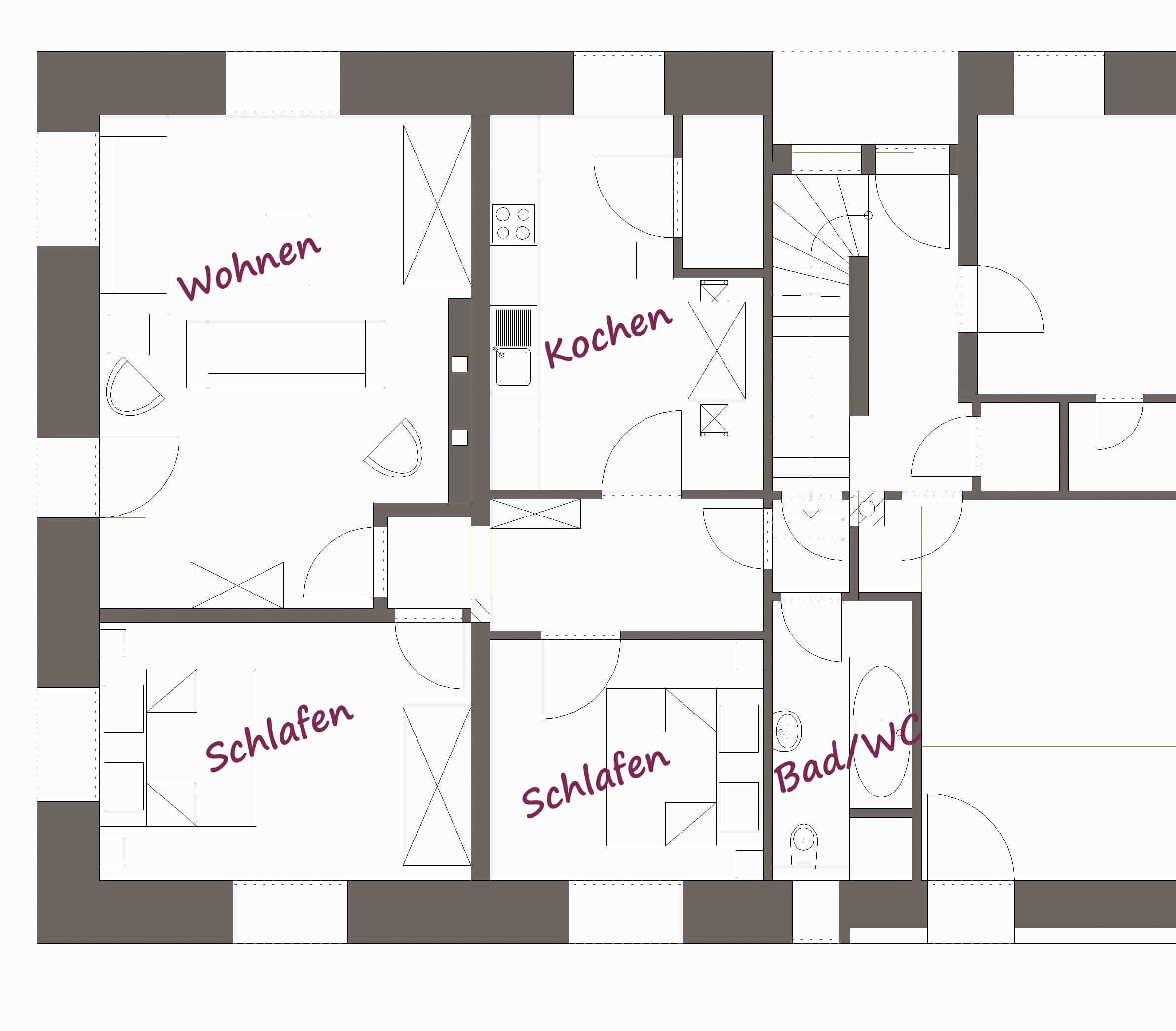 Floor plan ****-holiday apartment "Wiesenträume" | Hotel Hof Tütsberg
